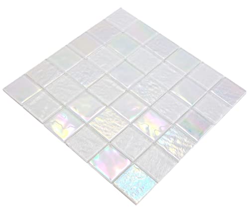 Mosaico iridium bianco vetro mosaico lucido parete quadrato cucina bagno doccia