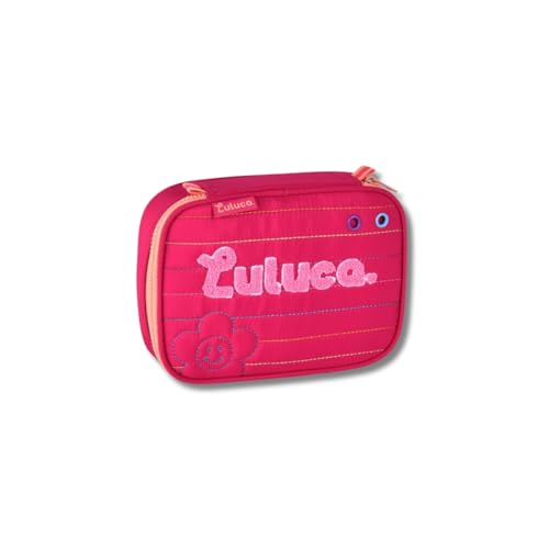 Estojo Box Luluca 36 Elásticos Juvenil Meninas Escolar 100 Pens Amplo Rosa