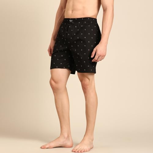 Image of Pepe Jeans Men's Printed 100% Cotton Regular Fit Boxer Shorts | Stylish AOP Print Comfortable Boxer for Daily Innerwear | Soft Breathable Cotton Fabric | Elastic Waistband | Everyday Comfort Wear