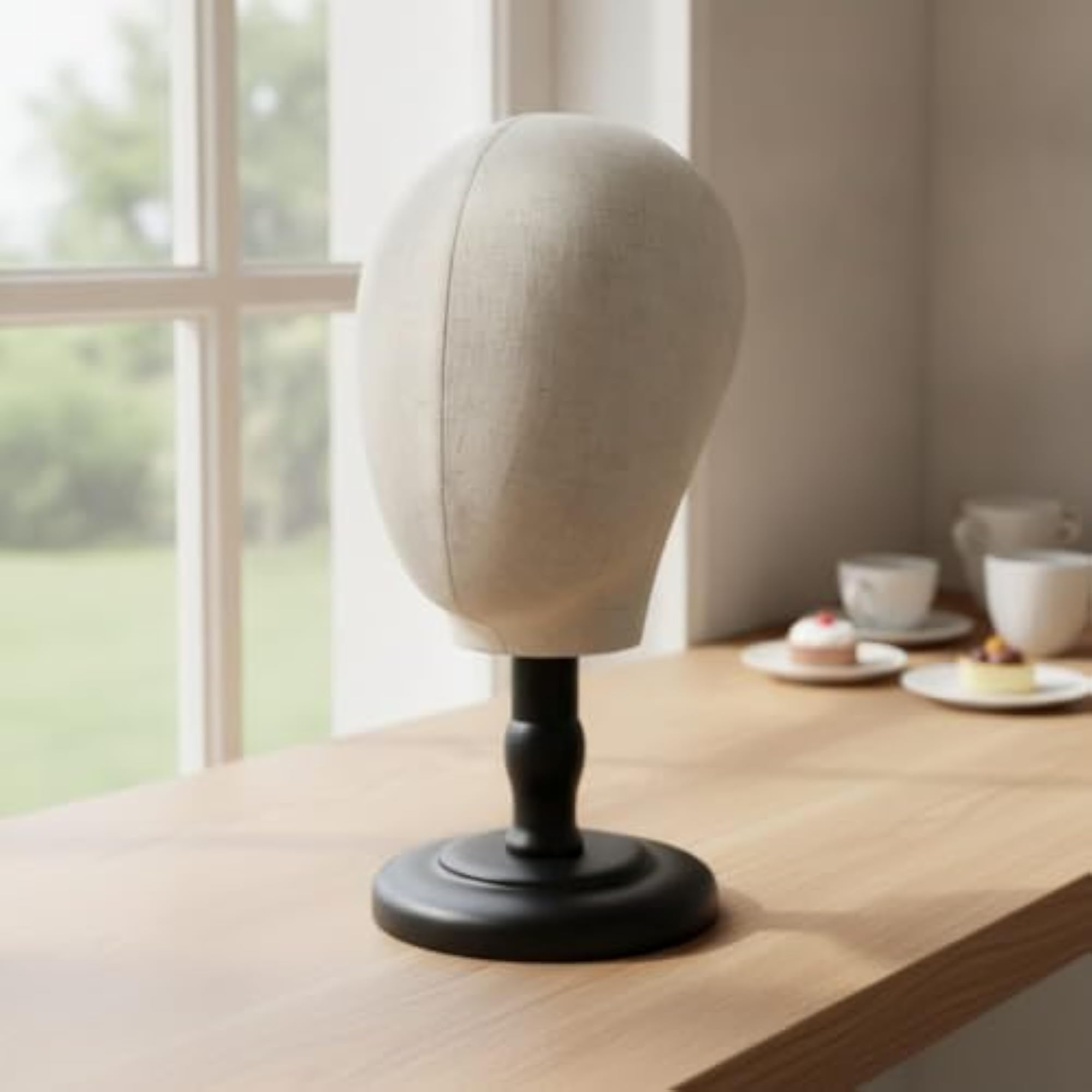 Cloth-Covered Head with Stand, Tabletop Display