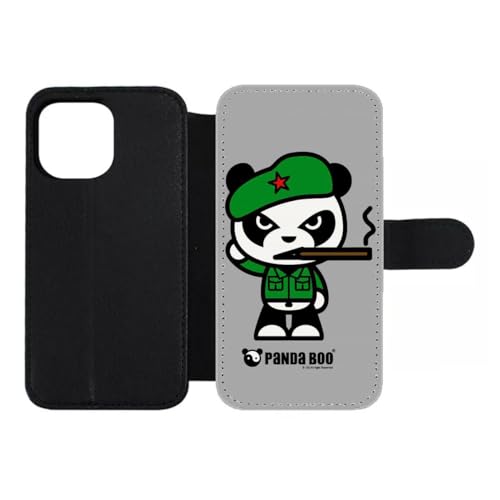 Étui en cuir iPhone 15 Pro Max Panda Boo Cuba housse de protection avec fermeture magnétique