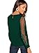 Floerns Women's Pearl Mesh Sheer Long Sleeve Blouse Shirts Tops Dark Green L