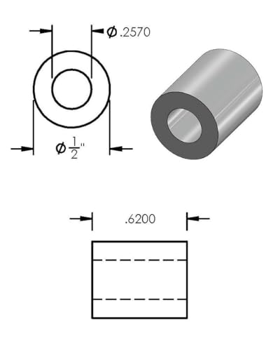 Aluminum Spacer 1/2" OD x 1/4" ID x Choose Your Length, Round Spacer Unthreaded Standoff Bushing Plain Finish, Fits Screws Bolts 1/4" or M6 by Metal Spacers Online (5/8" Length, 100 Pack) - Thumbnail 3