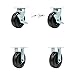 Phenolic Swivel Top Plate Caster Set of 4 w/6" x 2" Black Wheels - Includes 2 Swivel with Brakes and Bolt on Swivel Locks & 2 Rigid - 4800 lbs Total Capacity - Service Caster Brand
