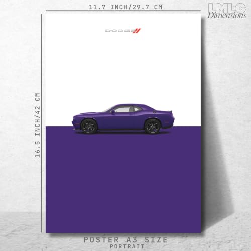 Image of Live Mad Live Crazy Dodge Challenger Portrait Single Wall Paper Poster, A3 Size, 16.5L X 11.7W Inches Unframed Art Prints - Home, Bedroom, Living Room & Decor - Aesthetic, Matt Finish, Frame Not Included
