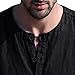 Mens Casual Cotton Linen T-Shirts Loose Long Sleeve Yoga Hippie Tops Regular Fit Beach Vacation Henley Shirt (X-Large,Black)