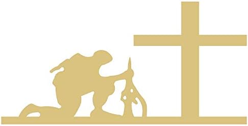 Soldier Cross Cutout Unfinished Wood Memorial Military Fallen Soldier Door Hanger MDF Shape Canvas Style 1 (24")