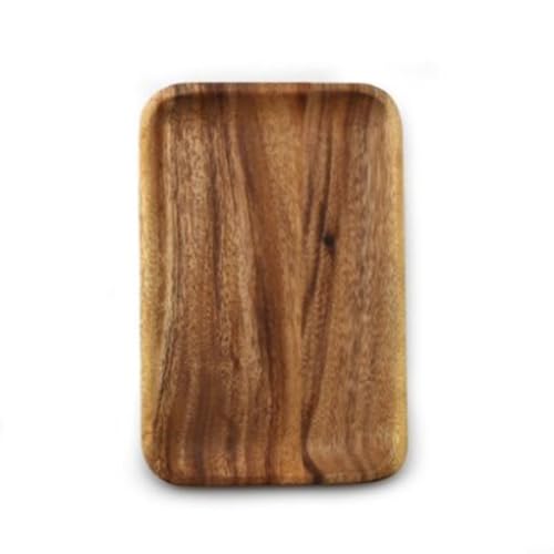Opatiny Bandeja de madera maciza con bordes elevados, bandeja ovalada apilable para embutidos, queso, frutas, postres, pan, marrón, 25 x 25 x 2 cm