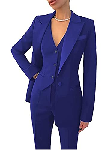 Women's Royal Blue 3 Piece Solid Work Pant Suit for Women Business Office Lady Suits Sets XL at Amazon Women's Clothing store