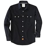 Dubinik® Pearl Snap Shirts for Men Long Sleeve Lightweight Casual Western Plaid Cowboy Cotton Vintage Work Shirt Black