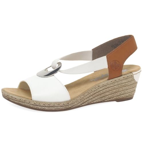 Image of Rieker 624H6 Fanni Women's Wedge Sandals - Lightweight, Comfortable and Supportive - Slip On Sandals with Cushioned Insole and High Wedge for Everyday Stylish Wear