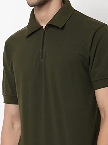 Image of UZARUS Men's Solid Cotton Regular Fit Polo T-Shirt