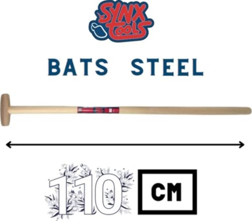 Synx Tools Schaufelstiel 110cm T-Griff Schaufelstiel Gebogen, Ersatz Spaten Holz Stiel, Gerätestiel aus Buchenholz, Ersatzstiel mit Bequemem T-Griff, Holzstiel für Schaufeln