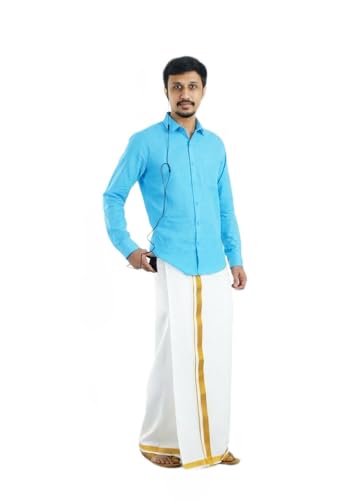 Image of GREEN TEE Men White Readymade Dhoti - Pack of 1