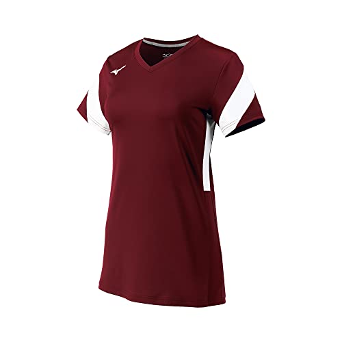 Mizuno Youth Short Sleeve Jersey Maillot de Volleyball à Manches Courtes Balboa 6 pour Enfant, Cardinal/Blanc, Medium Fille
