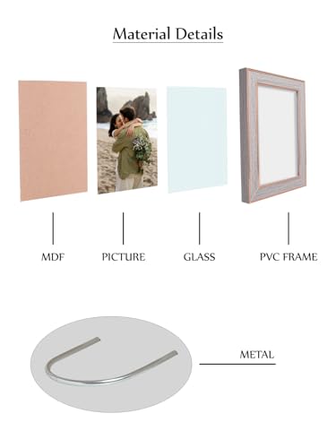 Image of GOLDEN PEACOCK Antique Grey with Gold Accents 5x7 Inch Photo Frame | Set of 1 Elegant Wall & Tabletop Picture Frame for Home Decor and Gifting