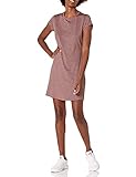 Amazon Brand - Core 10 Women's Soft Workout Cap Sleeve T-Shirt Dress, Mauve Heather, L (12-14)
