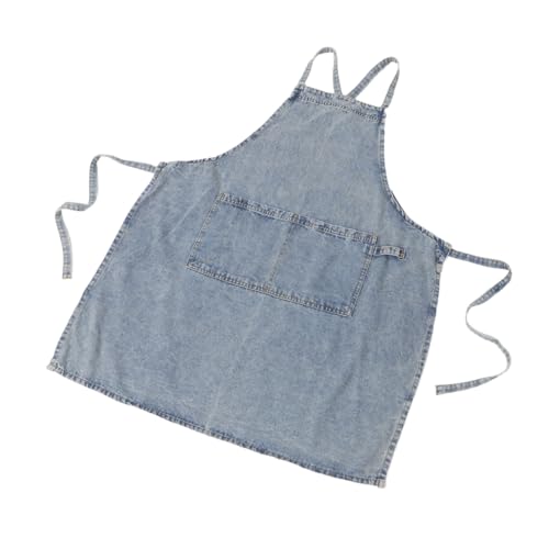 Tablier denim léger femme bleu clair vintage avec grande poche