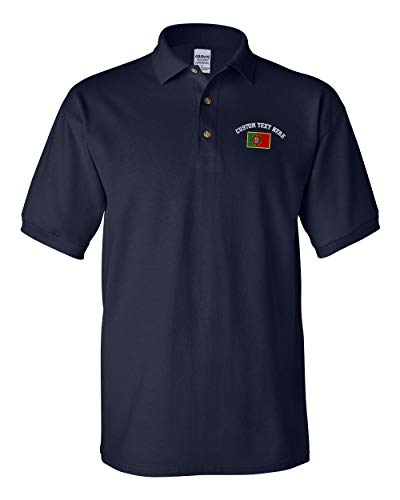 Portugal Embroidered Polo Shirt Men Navy Large