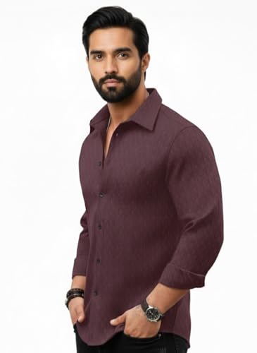 Image of Amazon Brand - INKAST Men's Regular Fit Button Down Dress Shirts Textured Long Sleeve Casual Hawaiian Shirt