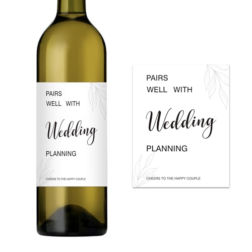 Étiquettes de vin de mariage (lot de 8) au motif simple pour bouteilles et décoration de fête