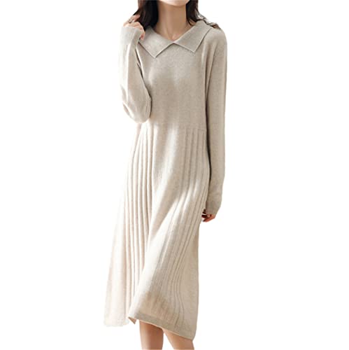 Robe en tricot trapèze Haitpant en laine col polo chaud couleur Tuo taille M
