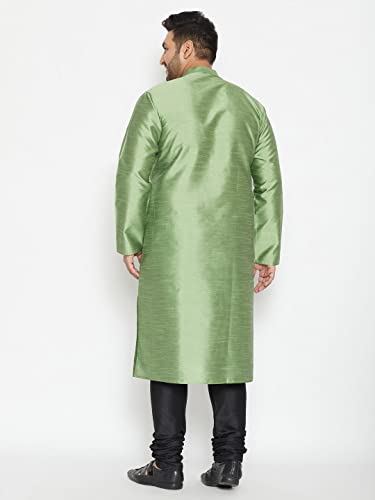 Image of Vastramay Plus Men's White Silk Blend Kurta Pyjama Set VPLUSMKWH001nPBL 44 | Independence Day