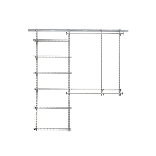 Rubbermaid Configurations Deluxe Closet Kit, Titanium, 3-6 Ft., Wire Shelving Kit With Expandable Shelving And Telescoping Rods, Custom Closet Organization System, Easy Installation #TOP1