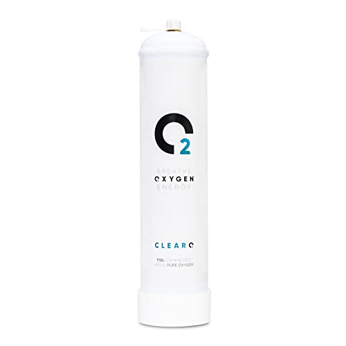 ClearO2 Cylindre d'oxygène de remplacement 110L | Oxygène respirable pur dans une bouteille légère et jetable en acier | Fabriqué en Grande-Bretagne