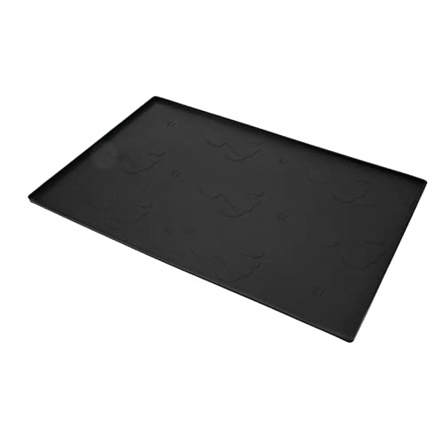 Cat Food Mat, Pet Food Mat Quick Dry Water Dispenser Mat Small Food Grade Silicone Dog Feeding Mats Dog Bowl Mat for Floors, 18.9x11.8in (Black)