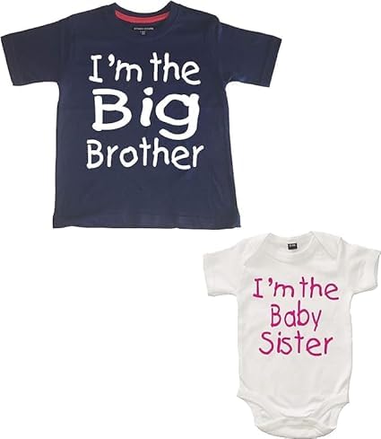 T-shirt et body bébé pour une séance photo grand frère sœur