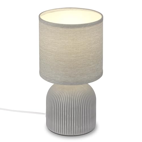 BRILONER - Lampe de table avec abat-jour en tissu, interrupteur à fil, pied en céramique, lampe...