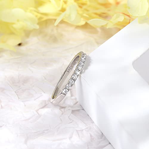Moissanite Wedding Ring Brilliant Round Cut D Color VVS1 Clarity Half Eternity Rings 18K White Gold Plated Sterling Silver Stackable Ring Moissanite Engagement Rings for Women3