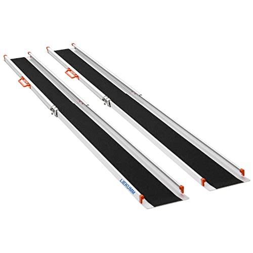 LIEKUMM 2 x 138â244 cm Rollstuhlrampe für Treppen, 300 kg Tragkraft Rollstuhlrampe für Rollstuhl & Scooter, Auffahrrampe für Türschwellen, Bordsteine, Stufen, Elektro-rollstühle, Fahrräder