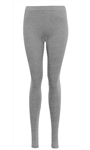 Fashion 7STAR - Leggings lunghi da donna elasticizzati, tinta unita e stampati, a lunghezza intera, taglia 40-56 Grigio chiaro 40-42