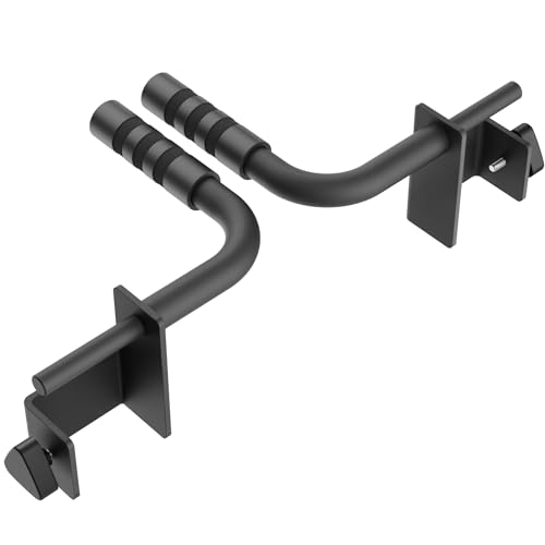 Synergee Dip Handles for 2x3 Power and Squat Racks, Dip Stand Fits Racks with 5/8" Holes. Rack-Mounted Dip Bar Attachment for Dips, Leg Raises, and Knee Tucks.
