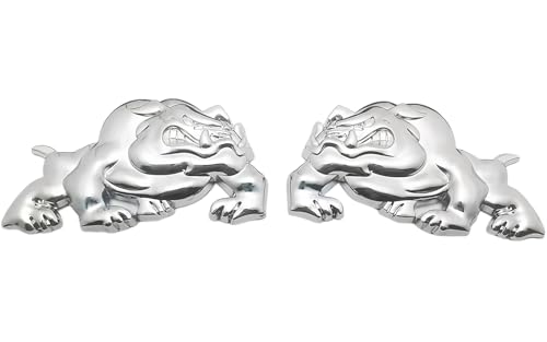 Image of 2pcs Bulldog Side Left and Right Car Truck Metal Emblems 3D Badges Decals (Silver)