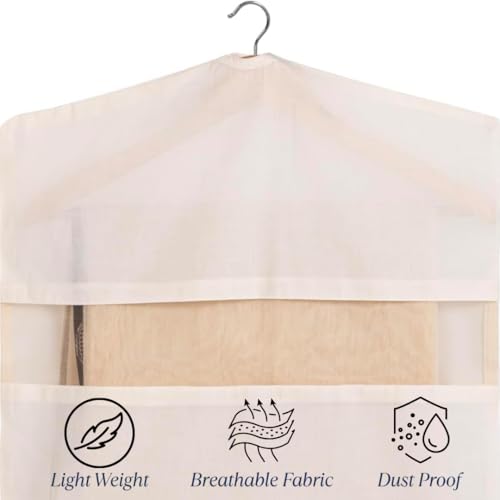 Garment Bags for Hanging Clothes – 100% Cotton, Breathable Suit & Dress Covers – Pack of 3 Medium (22"x40") for Jackets, Sarees, Blouses, Coats, Travel & Closet Storage3