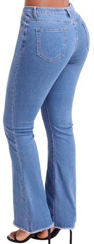 Women’ Casual Classic Bell Bottom Jeans Distressed Ripped High Waist Denim Flared Pants2