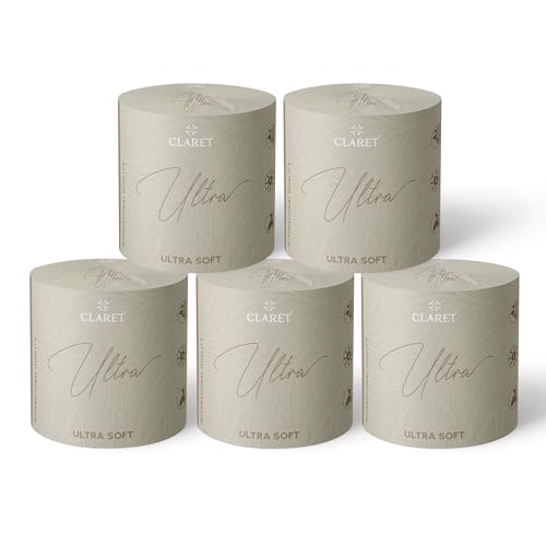 Image of Claret Ultra Soft 3-Ply Virgin Pulp Toilet Rolls | 300 Pulls Each Skin-Friendly | OBA-Free | Sanitary System Friendly (Pack Of 5 Rolls)