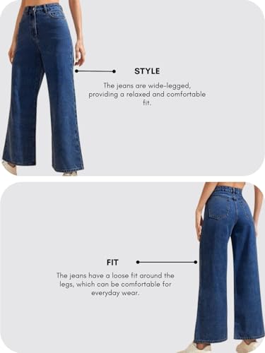 Image of GRECIILOOKS Jeans for Women | Jean's Pant for Womens | Baggy Jeans for Woman High Waist | Bell Bottom Jean's for Women | Loose Jean for Women's