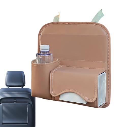 Organizador para respaldo, piel con portavasos y portapañuelos – Protección y organizador para respaldo de vehículo – Para camión SUV, , berlina, viajes por carretera, familia y niños