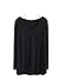 Womens V-neck Long Sleeve High-Low Hem Loose Pocket T-shirt