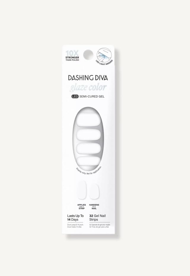 White Semi-Cured Gel Nail Strips Daikon