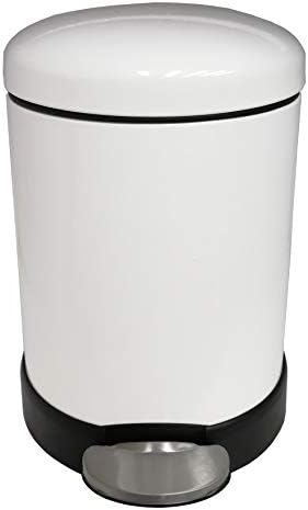 FurnitureXtra Classic Style Powder Coated Soft Close Pedal Bin, Plastic Inner bucket, Metal Lid 3L (White)