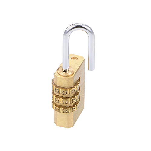 Image of uxcell 3 Digit Combination Padlock Brass Locks 3mm Shackle Diameter for Gym Locker Fence Suitcase Travel Outdoor