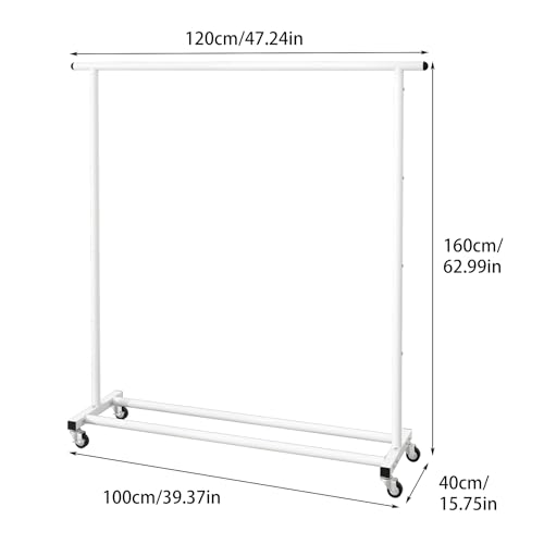 image for Buzowruil Metal Rolling Clothing Rack Adjustable Freestanding Garment 