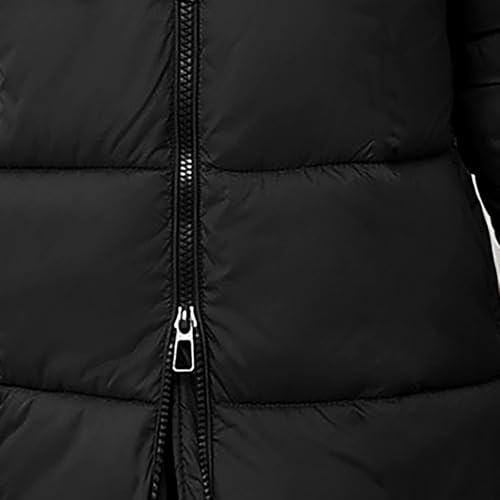 Winter Jackets for Women UK Long-Lenght Down Puffer Coat Ladies Fuzzy Lightweight Padded Windproof Jackets Warm Outwear Outfit Hiking Plus Size Coats Parka with Hood Clothing Black S - Image 7