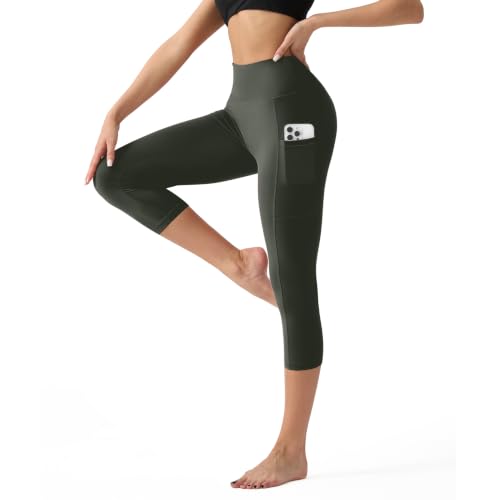 Image of YUDSUD High Waisted Leggings for Women with Pockets - Tummy Control Capris Yoga Pants for Workout Running Athletic Cycling