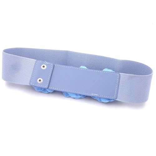 Women's Vintage Denim Color 2In Wide Waist Cinch Belt For Dresses -Elastic Stretchy Flower Waistbands4